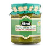 Pesto de basilic gnois AOP  l'huile d'olive extra vierge sans ail de luxe Alberti - 190 gr de la Ligurie