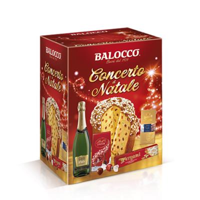 Coffret cadeau gourmand " Concert de Noël " avec Panettone aux amandes Balocco - Idée Box Cadeaux