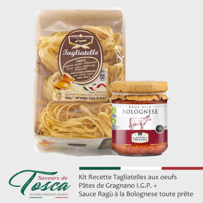 Kit Pâtes Tagliatelle aux oeufs + Sauce Ragù à la Bolognaise - Recette italienne traditionnelle