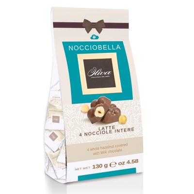 Chocolats "Nocciobella" Chocolat lait aux noisettes entières - 130 gr Idée cadeau