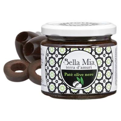 Pâté Olives Noires Bella Mia - 180 gr  spécialité naturelle italienne de Sicile