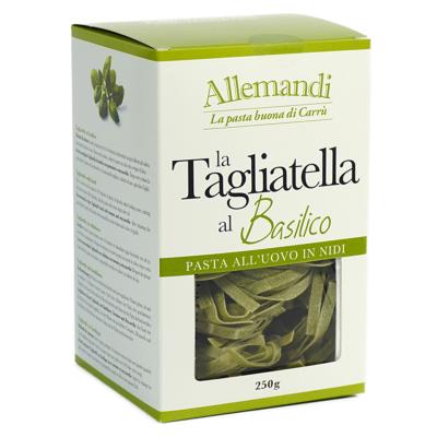 Tagliatelle aux œufs au basilic pâtes Allemandi - Nid de 250 gr excellence italienne