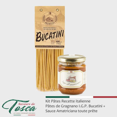 Kit Pâtes Bucatini + Sauce Amatriciana - Recette italienne traditionnelle