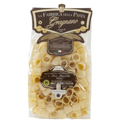 Pâtes de Gragnano I.G.P. 'E Mezze Maniche rigate "Fabbrica della Pasta" - 500 gr Pâtes artisanales typiques de Naples