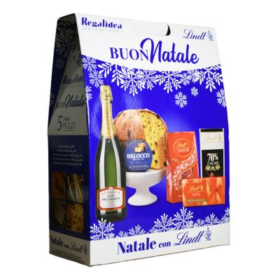 Coffret cadeau gourmand " Joyeux Noël " avec Panettone - Idée Box Cadeaux