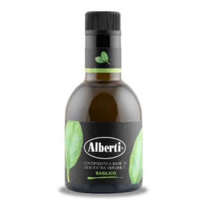 Huile d'olive extra vierge aromatisée au basilic Alberti - 250 ml Excellence de la Ligurie