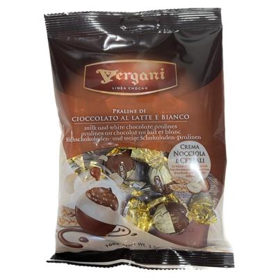 Chocolats au lait et blanc fourrés à la crème de noisette et céréales Vergani - 100 gr de Chocolat - Idée Cadeau