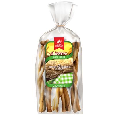 Gressins étiré à la main à l'huile d'olive Classique "Intrecci" - 250 gr