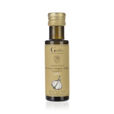 Huile d'olive extra vierge aromatisée à l'ail "Cultivar Taggiasca" Antico Frantoio Grillo - 100 ml Excellence de la Ligurie