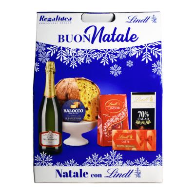 Coffret cadeau gourmand " Joyeux Noël " avec Panettone - Idée Box Cadeaux