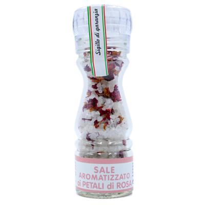 Sel aromatisé aux pétales de rose avec moulin - 100 gr