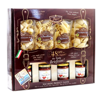 Coffret cadeau gourmand 48 Heures de Saveurs "La Fabbrica della Pasta" Pâtes de Gragnano I.G.P. - Pâtes artisanales typiques de Naples