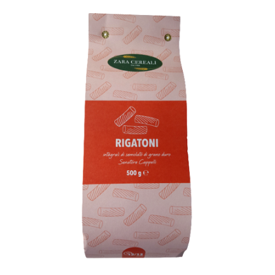 Pâtes complètes de blé dur Senatore Cappelli Rigatoni Pasta ZARA - 500 gr artisanale