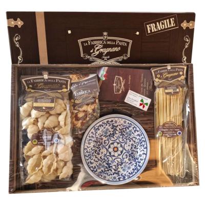 Coffret cadeau Pâtes de Gragnano I.G.P. "La Fabbrica della Pasta" - 1 Kg avec assiette en céramique italienne
