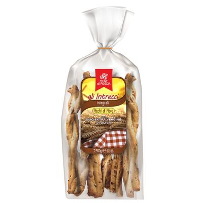 Gressins étiré à la main intégrale "Intrecci" - 250 gr