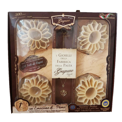 Pâtes de Gragnano I.G.P. I 4 Soli di Capri "Fabbrica della Pasta" - Coffret Cadeau avec un pendentif en forme de cœur