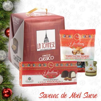 Coffret Cadeau “Saveurs de Noël Sucre" - Spécialités de la Cuisine italienne avec Pandoro