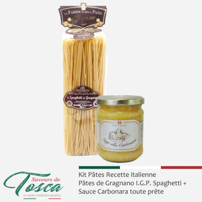 Kit Pâtes Spaghetti de Gragnano I.G.P. + Sauce Carbonara - Recette italienne traditionnelle
