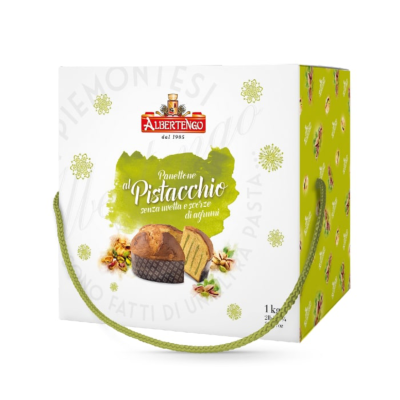Panettone à la Pistache Sans glaçage "Albertengo" en boite - 1000 gr excellent Cadeau de Noël