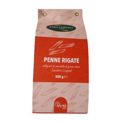 Pâtes complètes Penne rayé de blé dur italien Senatore Cappelli Pasta ZARA - 500 gr artisanale