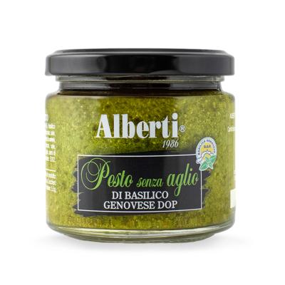 Pesto de basilic génois AOP à l'huile d'olive extra vierge sans ail Linea 1986 Alberti - 170 gr Excellence de la Ligurie