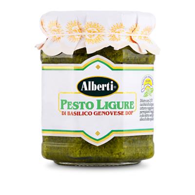 Pesto de basilic génois AOP à l'huile d'olive extra vierge de luxe Alberti - 190 gr Excellence de la Ligurie